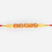 Sandalwood Beads Designer with Mauli Type Thread Amazing Looking Sandalwood Rakhi