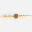 Divine Swastika on Flower Base Types Sandalwood Beads Design Brother Rakhi