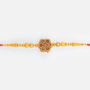 Divine Swastika on Flower Base Types Sandalwood Beads Design Brother Rakhi