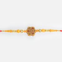 Divine Swastika on Flower Base Types Sandalwood Beads Design Brother Rakhi