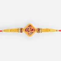 Square Shape Om Written Newly Design Auspicious Amazing Sandalwood Rakhi