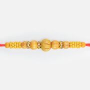 Big Sandalwood Beads Design Stylish Beautiful Liner Sandalwood Rakhi for Brother