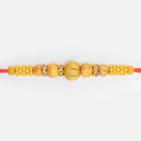 Big Sandalwood Beads Design Stylish Beautiful Liner Sandalwood Rakhi for Brother