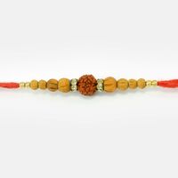 Amazing Combination of Auspicious Rudraksha Jewel and Sandalwood Beads In Bhai Rakhi
