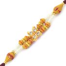 Golden Swastic Brooch Sandalwood Rakhi