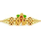 Desi Design Golden Sandalwood Rakhi with Beads
