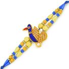 Yellow and Golden Beads with Sandalwood Rakhi