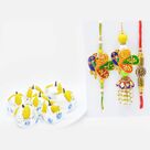 Maurya Bhaiya-Bhabhi Rakhi and Magnificient Om Rakhi Set with Mouth-Watering Kaju Badam Laddu