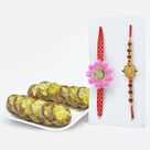 Smily Kids and Divine Rudraksha Rakhi Set with Delicious Kaju Anjeer Chakra
