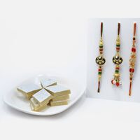 Magnificient Bhaiya-Bhabhi Rakhi with Tasty Kaju Katli