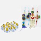 Two Pair of Bhaiya-Bhabhi Rakhi Set of 4 with Kaju Badam Laddu