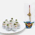 Golden Ganesha and Angry Birds Rakhi Set of 2 with Divine Kaju Kalash