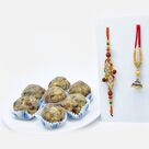 Diamond Studded Bhaiya-Bhabhi Rakhi Set with Dry Fruit Laddu
