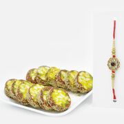 Gold and Peals Beautiful Rakhi with Kaju Anjeer Chakra