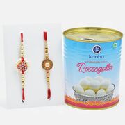 Authentic Designer Rakhi Set of 2 with Tempting Kanha Rasgulla