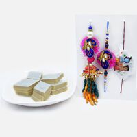 Exquisite Kaju Katli with Maurya Bhaiya-Bhabhi and Kids Rakhi