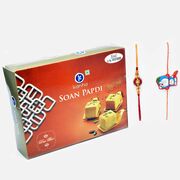 Kanha Soan Papdi with Simple Bhaiya and Kids Rakhi Set of 2