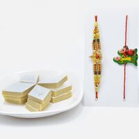 Splendid Rakhi Set of 2 with Kaju Katli