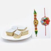 Multi-Colored Rakhi and Motu-Patlu Rakhi Set of 2 with Yummy Kaju Katli