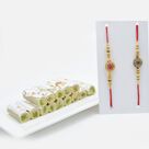 Stunning Swastik Rakhi Set of 2 with Tasty Kaju Pista Roll