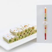 Delicious Kaju Pista Roll with Simple Rakhi 