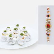 Giant Ruby Rakhi with Savory Kaju Kalash