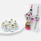 Zardozi Bhaiya-Bhabhi Rakhi Set with Kaju Kalash