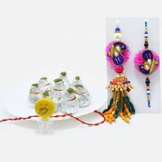 Led Light Kids Rakhi with Maurya Bhaiya-Bhabhi Rakhi Set and Kaju Kalash