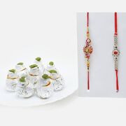 Mauli Threaded Rakhi Set of 2 with Kaju Kalash Sweet