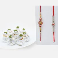 Mauli Threaded Rakhi Set of 2 with Kaju Kalash Sweet