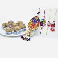 Delicious Dry Fruit Laddu with Maurya and Zardozi Rakhi Set of 4 for Bhaiya-Bhabhi