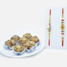 Beautiful Rakhi Set of 2 with Dry Fruit Laddu