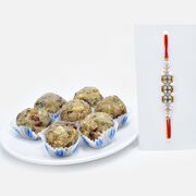 Splendid Diamonds and Pearls Rakhi with Flavoury Dry Fruit Laddu