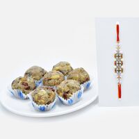 Splendid Diamonds and Pearls Rakhi with Flavoury Dry Fruit Laddu
