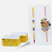 Chhota Bheem Kids Rakhi and Golden Desgined Rakhi Set of 2 with Savory Kaju Kesar