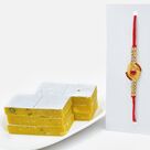 Divine Kaju Kesar with Gold and Diamond Studded Elegant Rakhi 