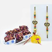 Colors Everywhere Rakhi Set for Bhaiya-Bhabhi and Led Elephant Kids Rakhi withKaju Rose Laddu