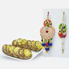 Stunning Bhaiya-Bhabhi Rakhi Set with Kaju Anjeer Chakra