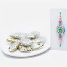 Beautiful Floral Rakhi with Tasty Kaju Gujia