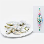 Beautiful Floral Rakhi with Tasty Kaju Gujia