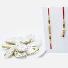Beautiful Beads Rakhi Set for Bhaiya-Bhabhi with Divine Kaju Gujia