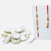 Beautiful Beads Rakhi Set for Bhaiya-Bhabhi with Divine Kaju Gujia