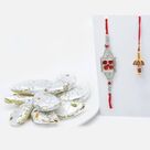 Ruby Rakhi and Pearl Rakhi Set for Bhaiya-Bhabhi with Flavory Kaju Gujia