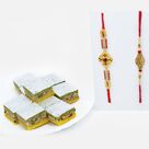 Diamond Studded Rakhi Set of 2 with Pista Badam Barfi
