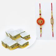 Tempting Pista Badam Barfi with Attractive Rakhi Set of 2