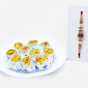 Diamonds and Beads Rakhi with Kaju Honey Dew Sweet