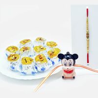 Simple Rakhi Set for Bhaiya and Kid with Tempting Kaju Honey Dew
