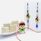 Sapphire Maurya Rakhi for Bhaiya-Bhabhi and Kids Rakhi with Delicious Badam Barfi