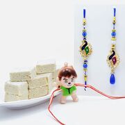 Sapphire Maurya Rakhi for Bhaiya-Bhabhi and Kids Rakhi with Delicious Badam Barfi