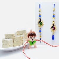 Sapphire Maurya Rakhi for Bhaiya-Bhabhi and Kids Rakhi with Delicious Badam Barfi